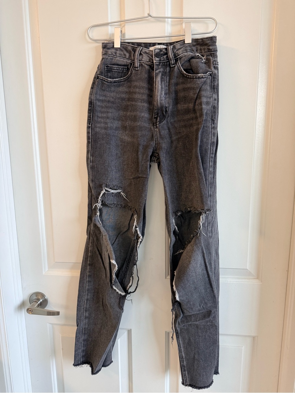 PacSun Women's Black Gray Distressed Skinny Jeans